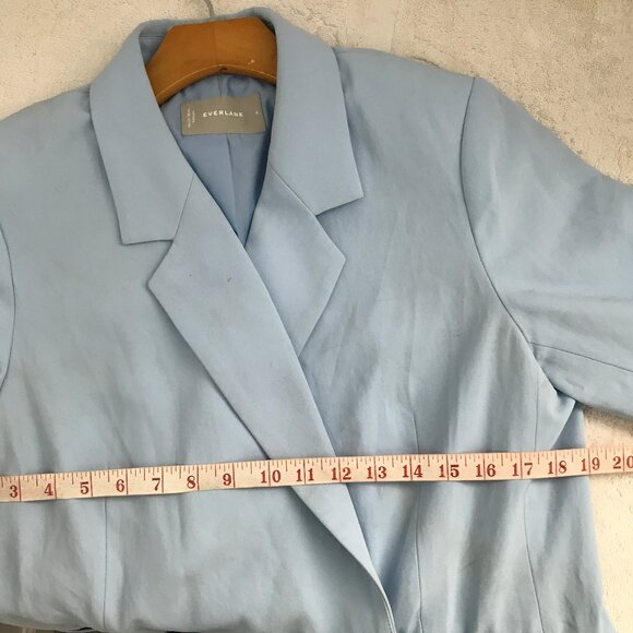 Everlane Blue Blazer Jacket Double Breasted Oversized Womens 6 - Picture 6 of 8